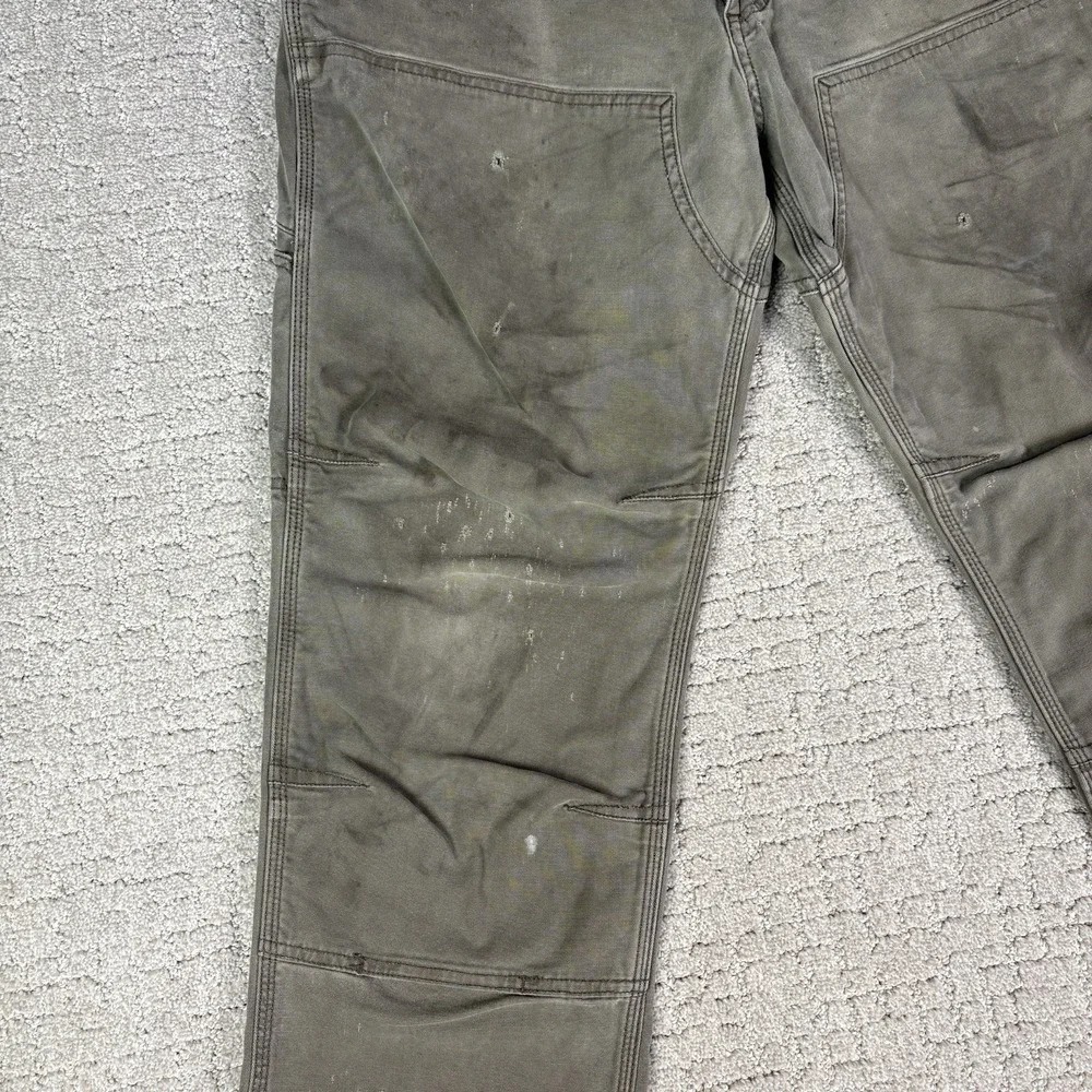 Carhartt Pants Mens 35X32 Green Relaxed Fit DoubleKnee Thrashed Outdoor Workwear